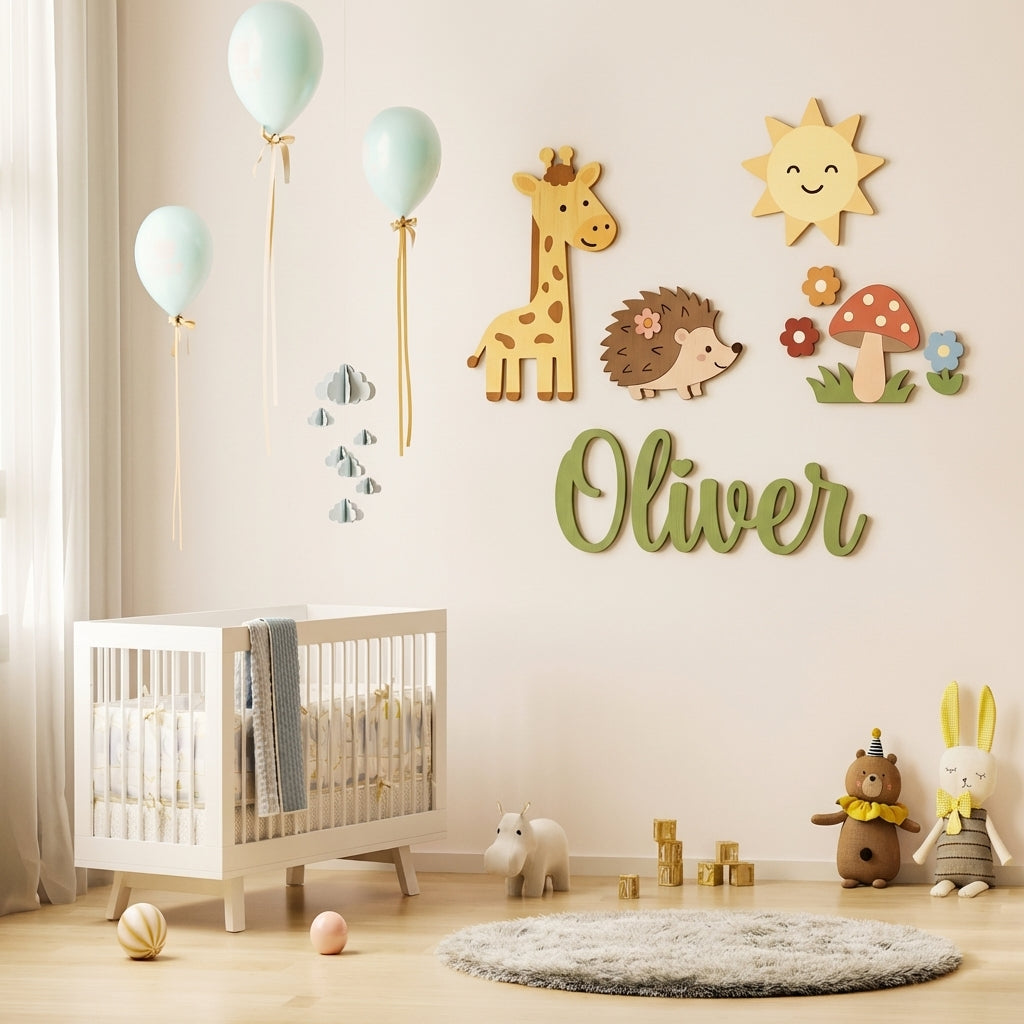 Personalized Wooden Nursery Name Sign – Custom Kids Room Wall Decor