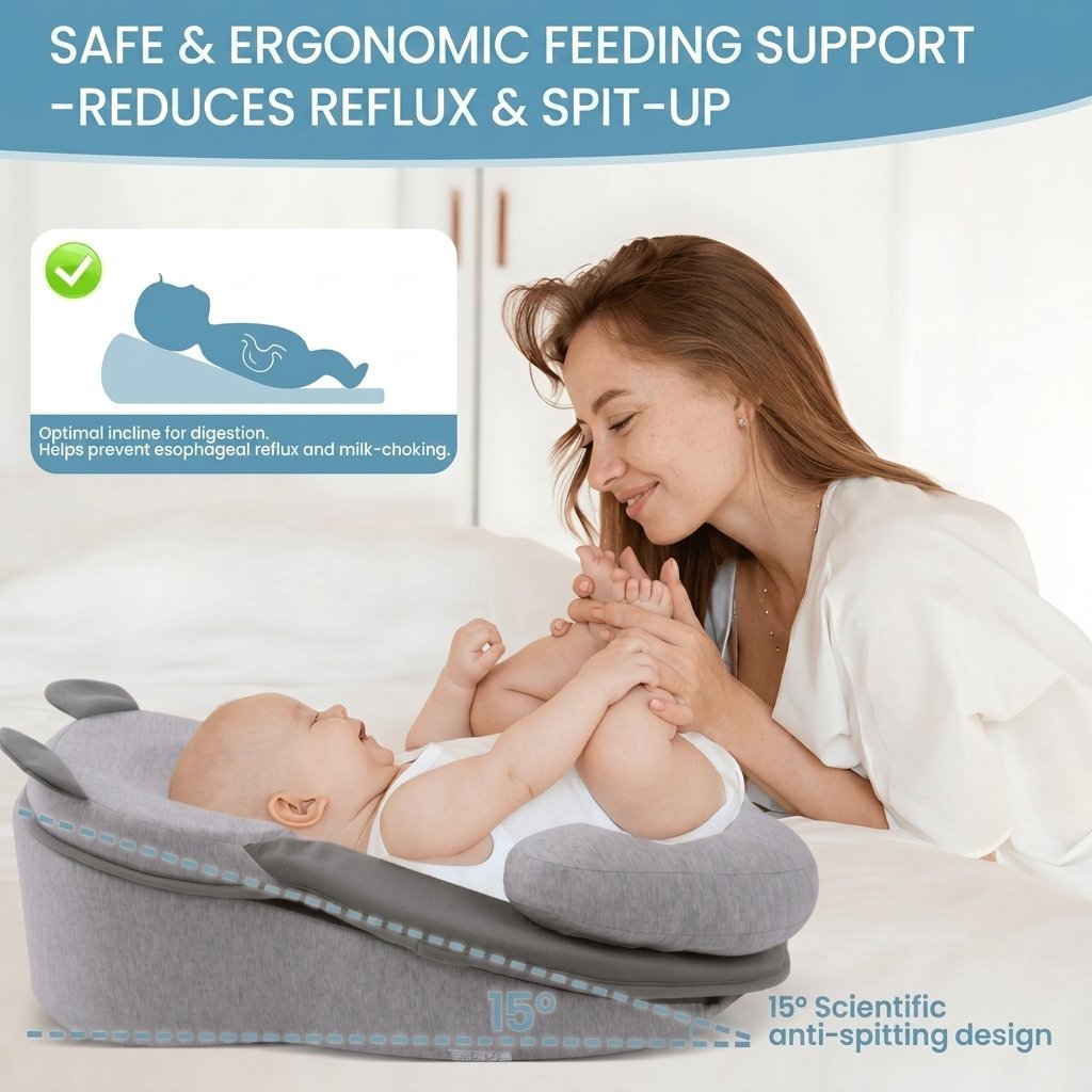 RefluxGuard - Anti-Overflow Baby Feeding Pillow - Reflux Wedge & Nursing Support